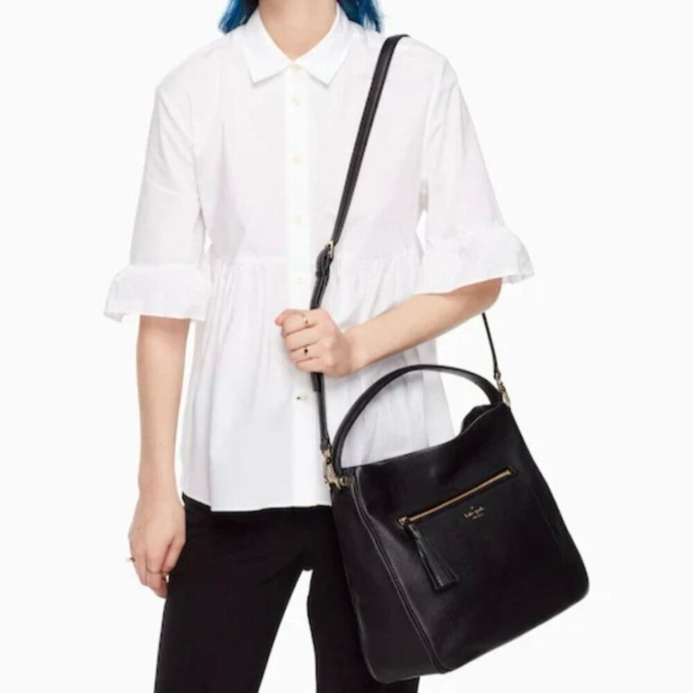 Kate Spade New York Michaela Chester Street Crossbody Tote Bag in Black Leather - Picture 3 of 13
